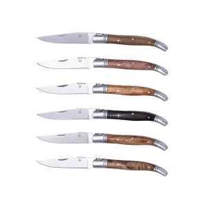 Laguiole fällbara Grillknivar 6st, olika träslag