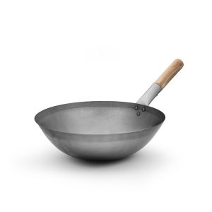 Wok chinese Ø36cm, 1mm kolstål, trä htg